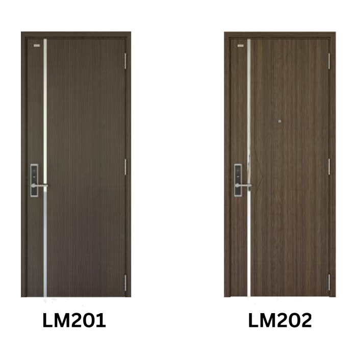 Cửa thép vân gỗ đính