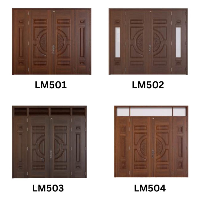 Cửa thép vân gỗ 4 cánh